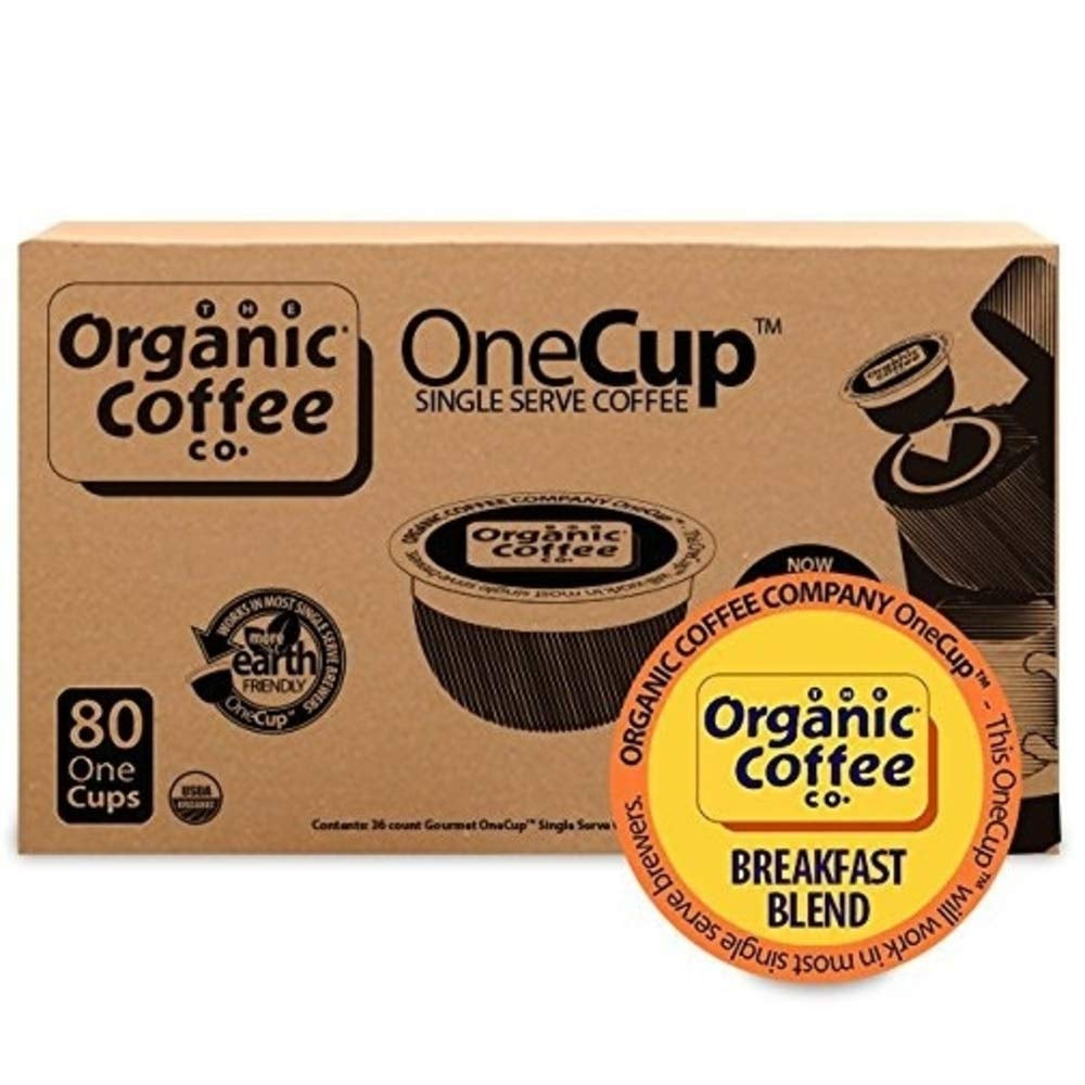 Compostable Coffee Pods - Breakfast Blend (80 Ct) K Cup Compatible Including Keurig 2.0, Medium Roast, USDA Organic