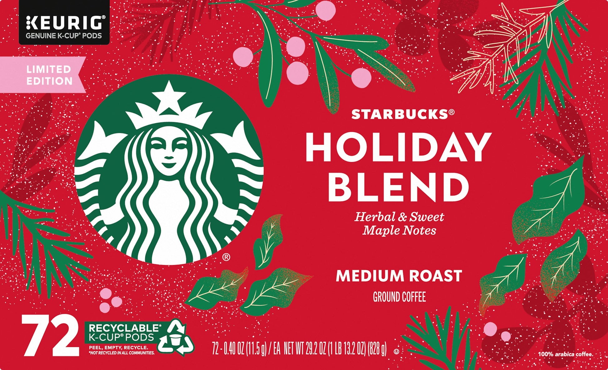 ® Holiday Blend Medium Roast Ground Coffee K-Cup® Pods 72 Ct Box