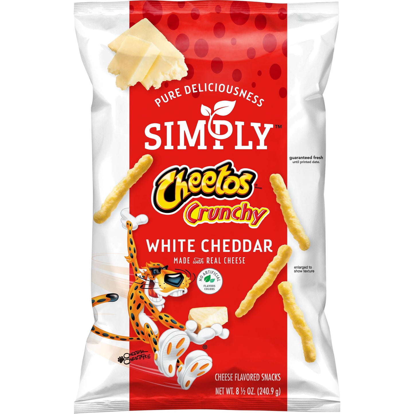 Simply  White Cheddar Crunchy Cheese Flavored Snacks, 8.5 Oz Bag