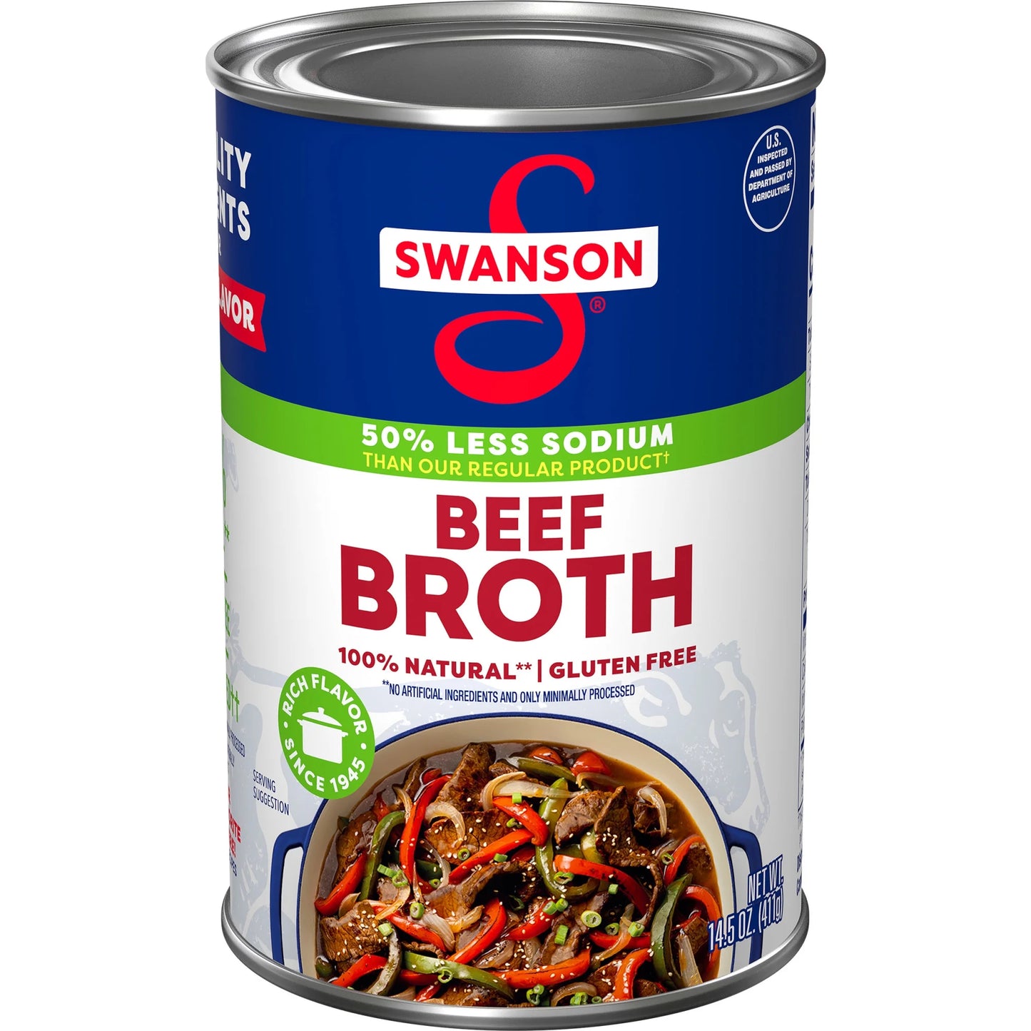 100% Natural, 50% Less Sodium Beef Broth, 14.5 Oz Can