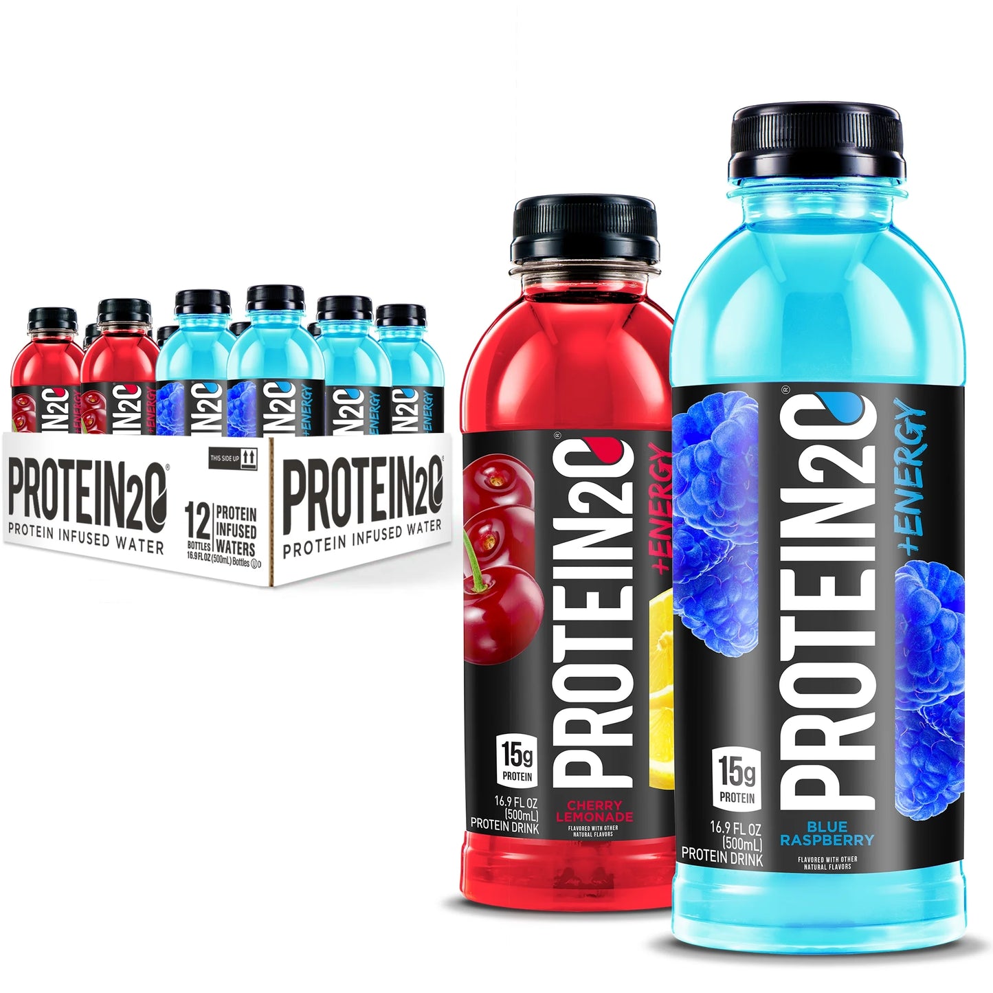 15G Whey Protein Infused Water plus Energy Variety Pack, 16.9 Oz Bottle (Pack of 12)