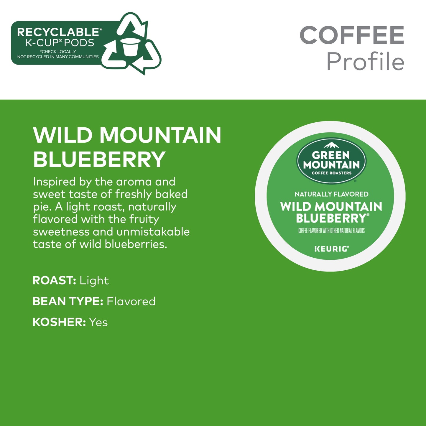 , Wild Mountain Blueberry Light Roast K-Cup Coffee Pods, 24 Count