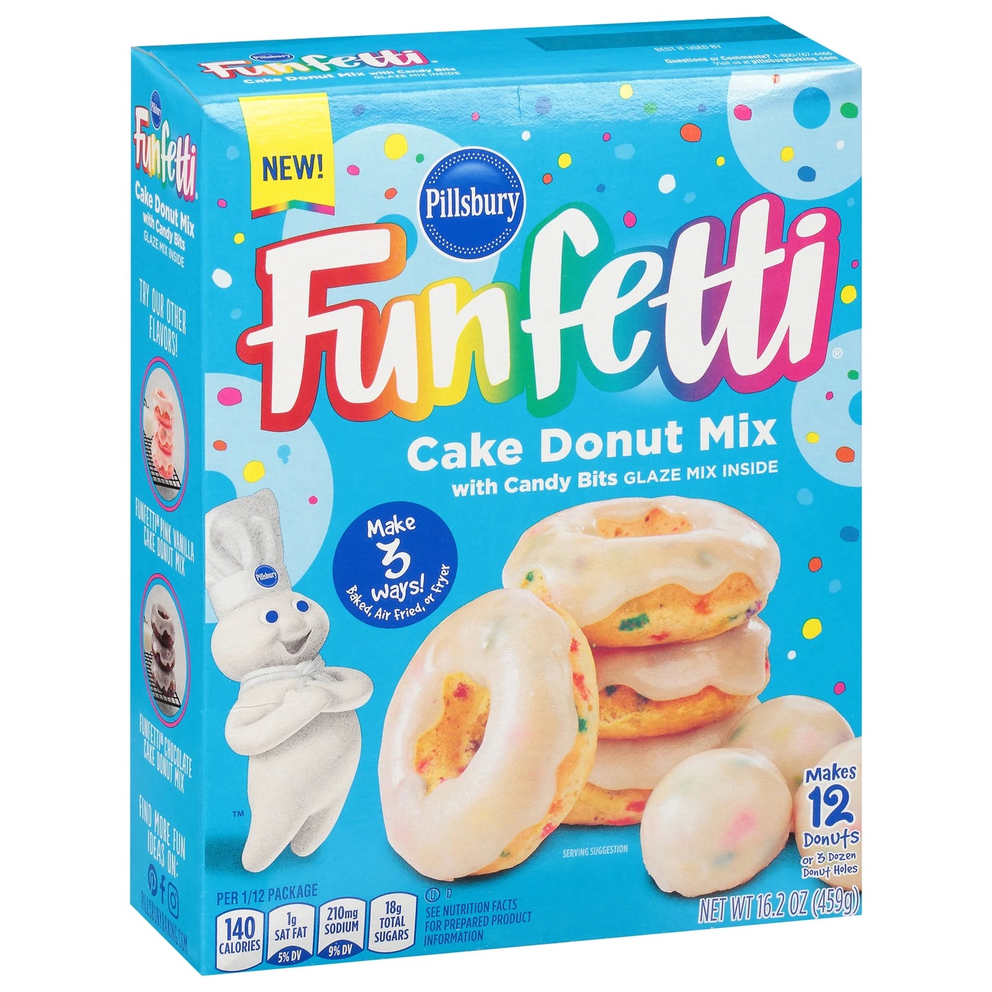 Funfetti Cake Donut Mix with Candy Bits, 16.2 Oz Box