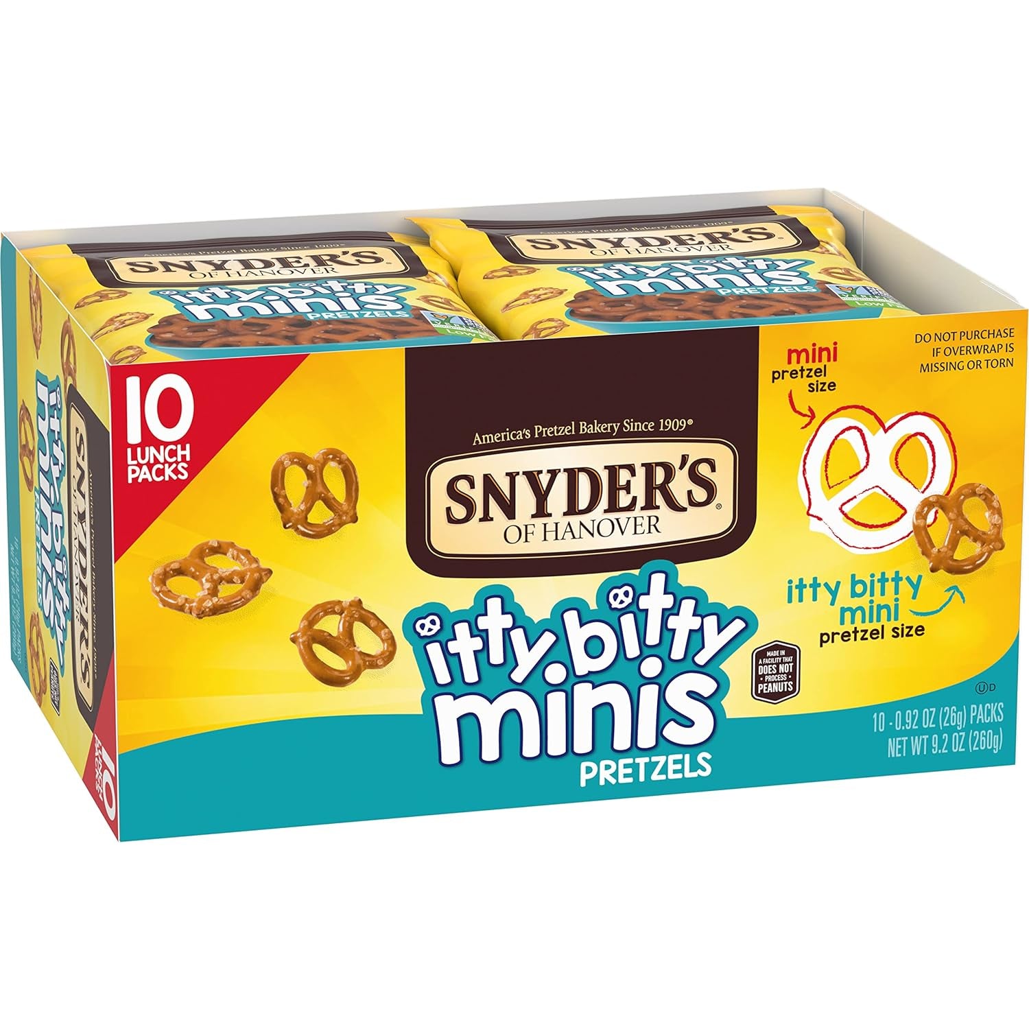 , Itty Bitty Minis Pretzels, Individual Packs 10 Ct (Pack of 6)