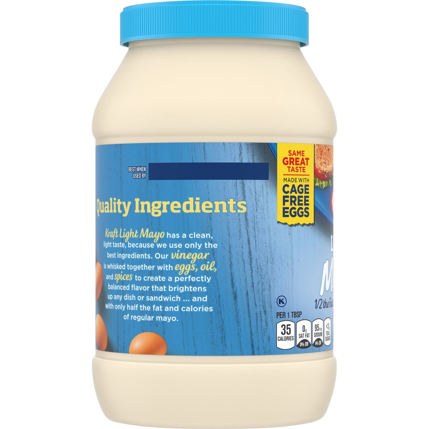 Light Mayo with 1/2 the Fat & Calories of Regular Mayonnaise, 30 Fl Oz Jar