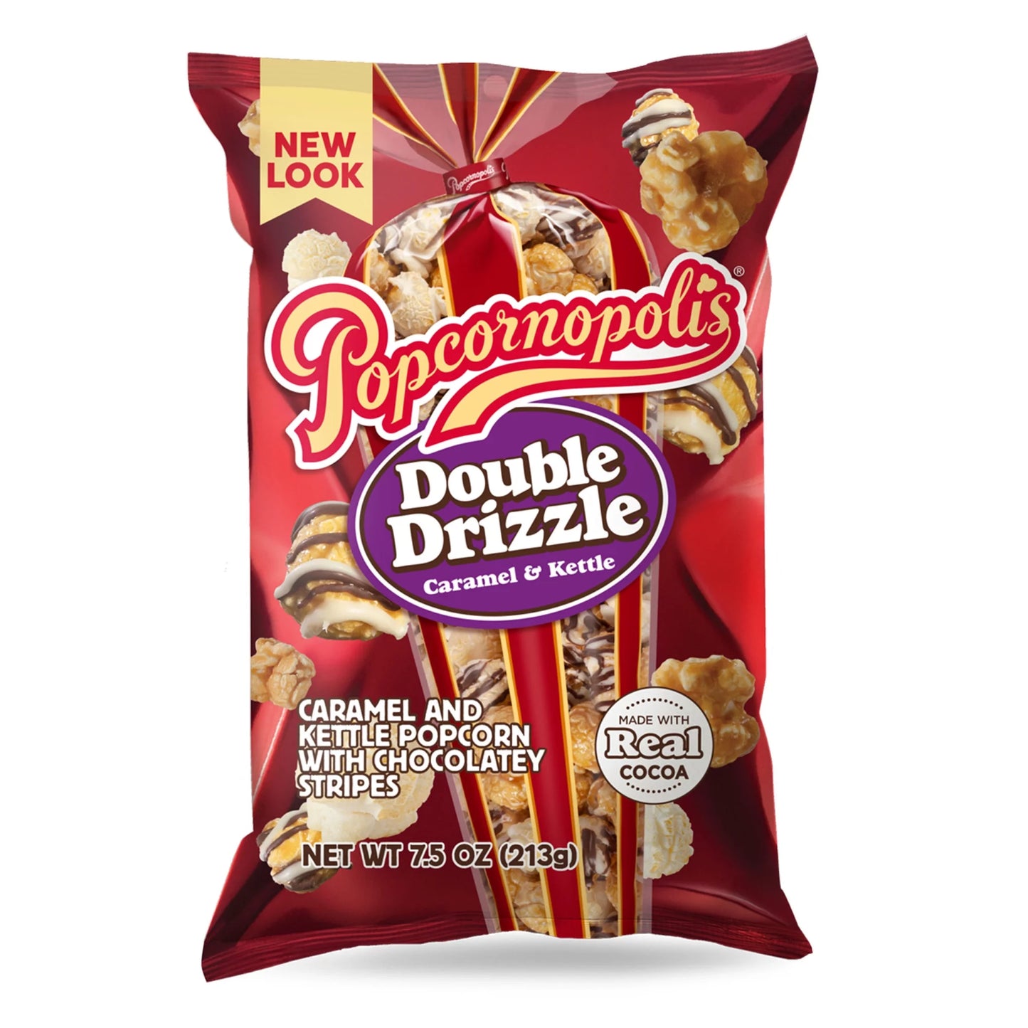 Double Drizzle Popcorn, Caramel & Kettle with Chocolatey Stripes, 7.5 Oz