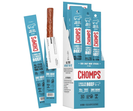 Chomps Beef Stick Sea Salt 1.15 Oz Pack of 24