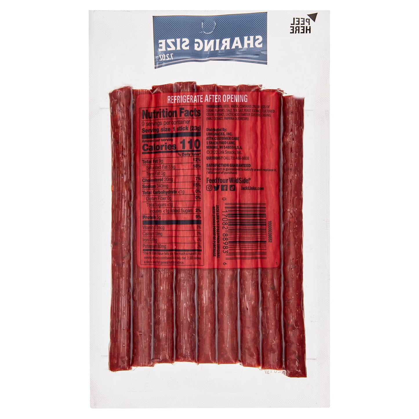 100% Beef Original Beef Sticks 7.2Oz 9 Count Package