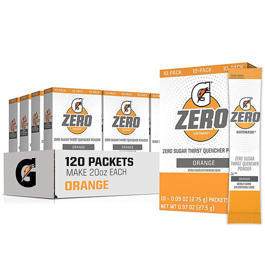 G Zero Powder, Orange, 0.10Oz Packets,(120 Counts) , Pack of 12