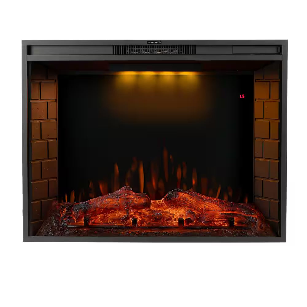 33 In.Led Recessed Fireplace with 3 Top Light Colors and Remote Control, Adjustable Heating and Touch Screen 1500W,Black