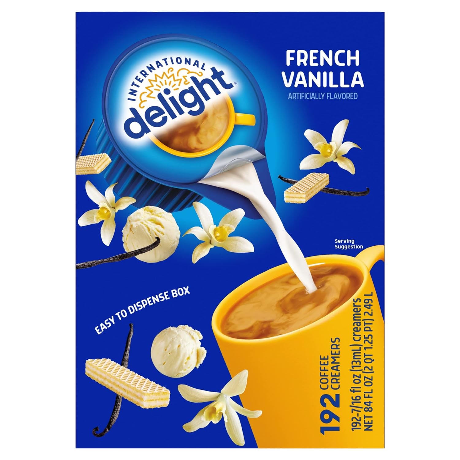 , French Vanilla, Single-Serve Coffee Creamers, 192 Count (Pack of 1), Shelf Sta