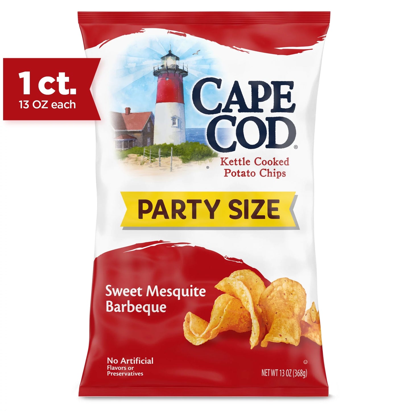 Potato Chips, Sweet Mesquite Barbeque Kettle Cooked Chips, Party Size 13 Oz