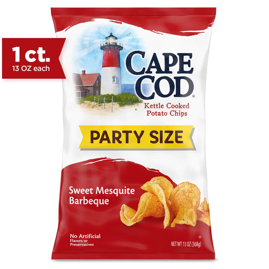 Potato Chips, Sweet Mesquite Barbeque Kettle Cooked Chips, Party Size 13 Oz