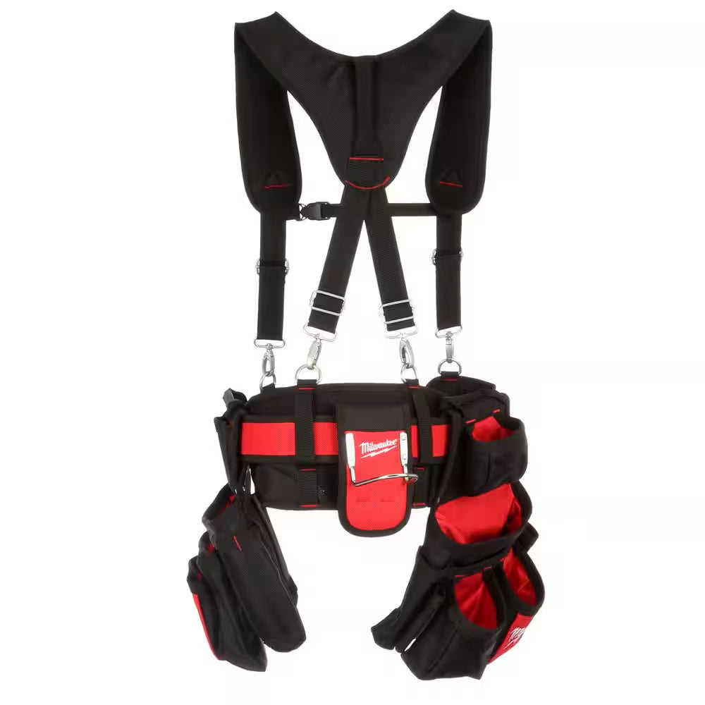 General Contractor Work Waist Tool Belt with Suspension Rig and 3-Piece Pliers Kit