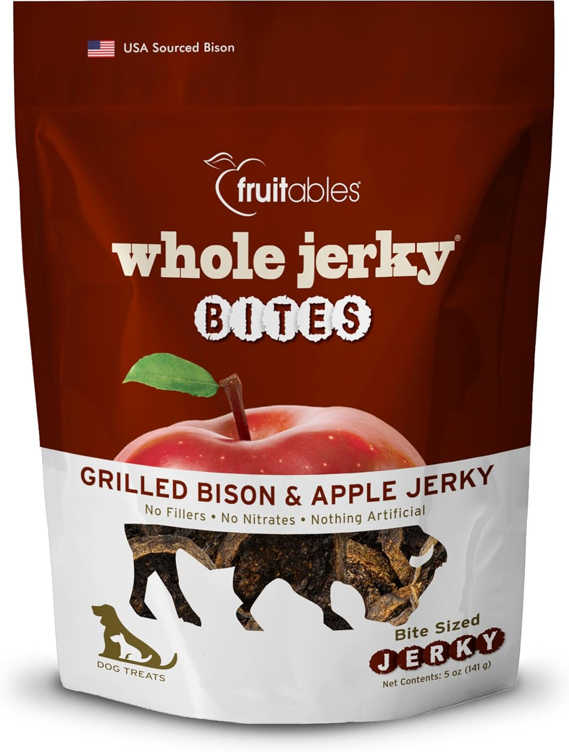 Dog Treats – Whole Jerky Bites – Grilled Bison Dog Treats – Healthy Dog Treats – 5 Ounces