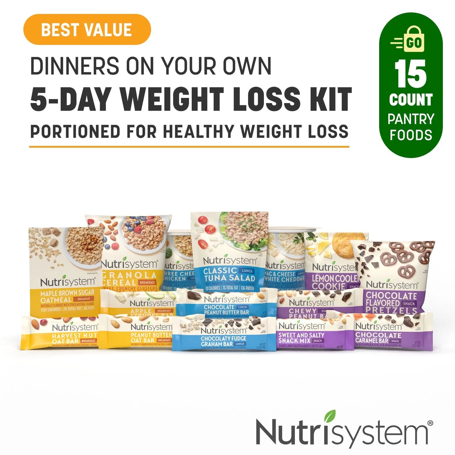 5-Day Weight Loss Variety Pack: Breakfasts, Lunches and Snacks, 15 Count (Shelf-Stable)