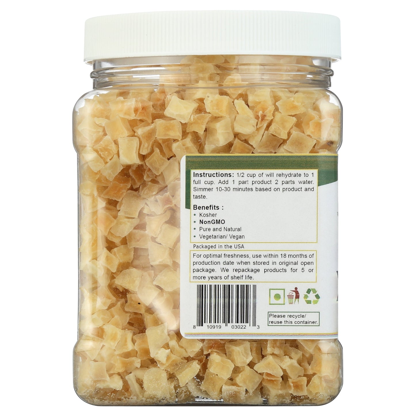 Dehydrated Potato Dices, Quart Jar