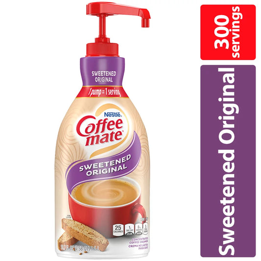 Coffee Mate Sweetened Original Liquid Coffee Creamer, Bulk Coffee Creamer Pump Bottle, 50.7 Oz