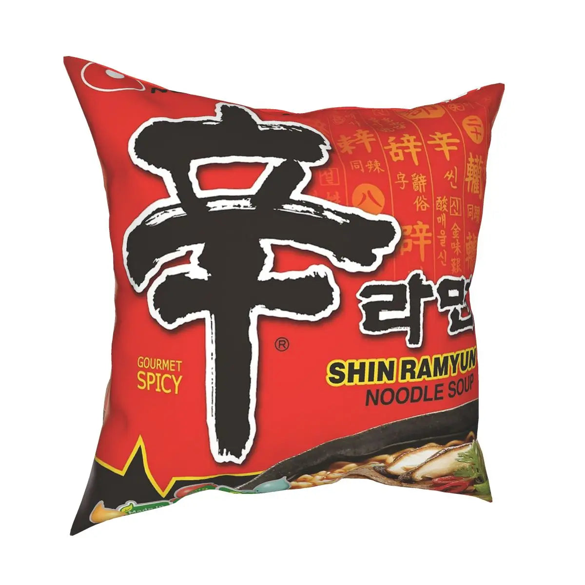 Nongshim Shin Ramyun Square Pillowcase Polyester Pattern Zipper Decorative Throw Pillow Case for Home Cushion Case