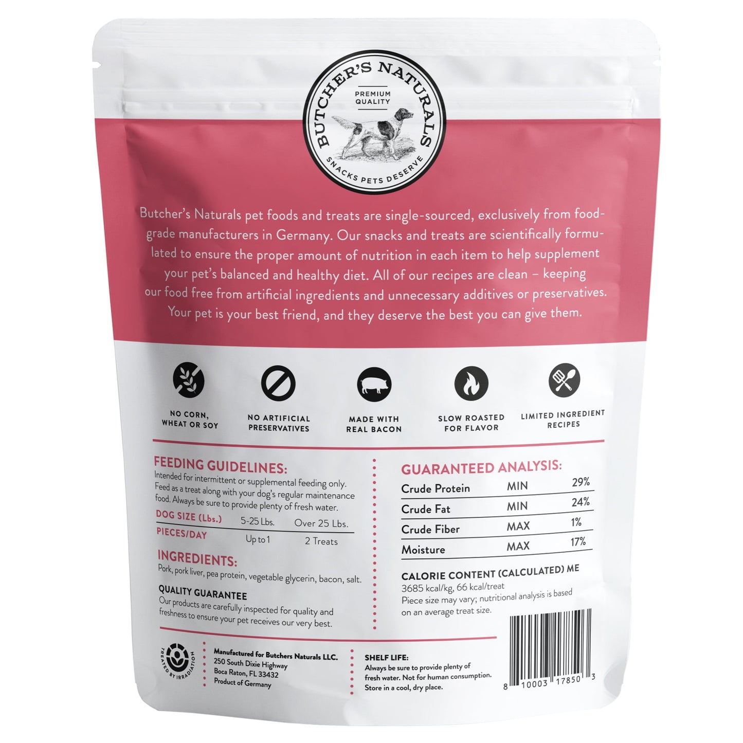 Butcher’S Naturals Dry Pork & Bacon Jerky Treats for Dogs, 16 Oz