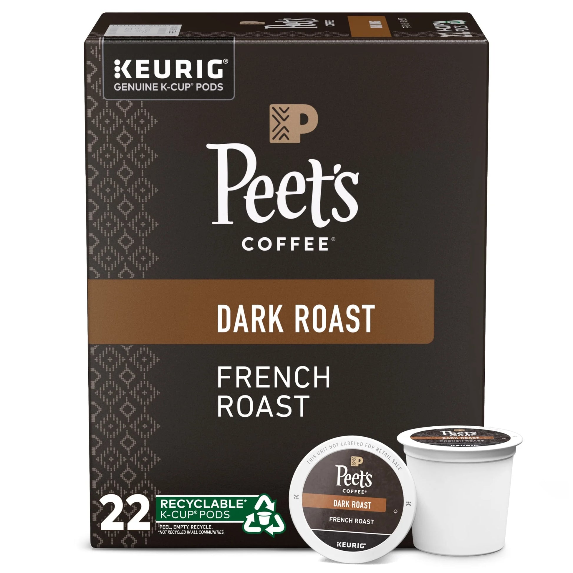 French Roast K-Cup Coffee Pods, Premium Dark Roast, 22 Count, Single Serve Capsules Compatible with Keurig