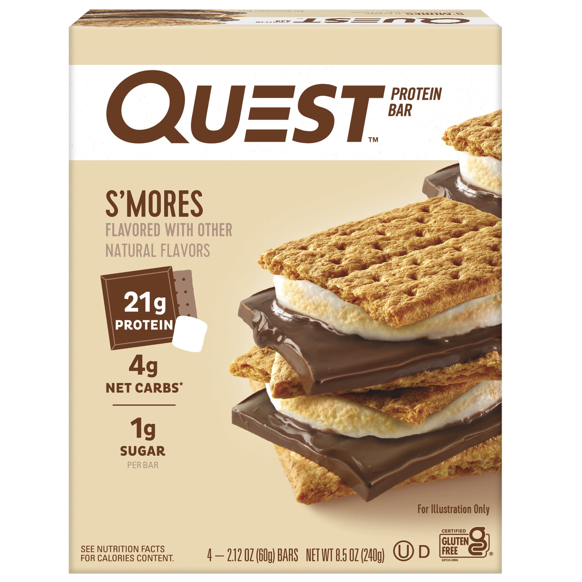 (3 Pack) Quest Protein Bar, Smores, 20G Protein, Gluten Free, 4 Ct