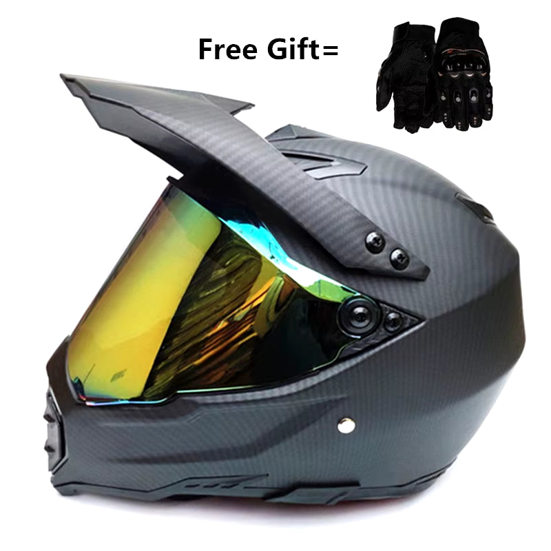 Carbon Fiber Pattern ABS Mater Full Face Moto Racing Helmet DOT Outdoor Adult MX Motocross Off-Road Dirt Bike Motorcycle ATV M