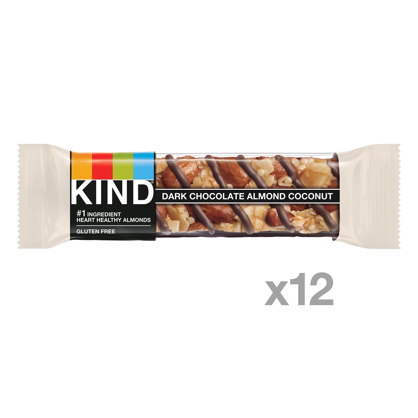 Bars, Dark Chocolate Almond & Coconut, Gluten Free, 1.4Oz, 12 Snack Bars