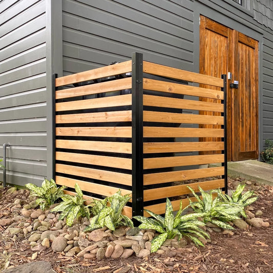 Enclo Charleston Outdoor No Dig Wood Slat Privacy Screen Enclosure for Garbage Bins and Air Conditioners (42In H X 38In W - 2 Panels)