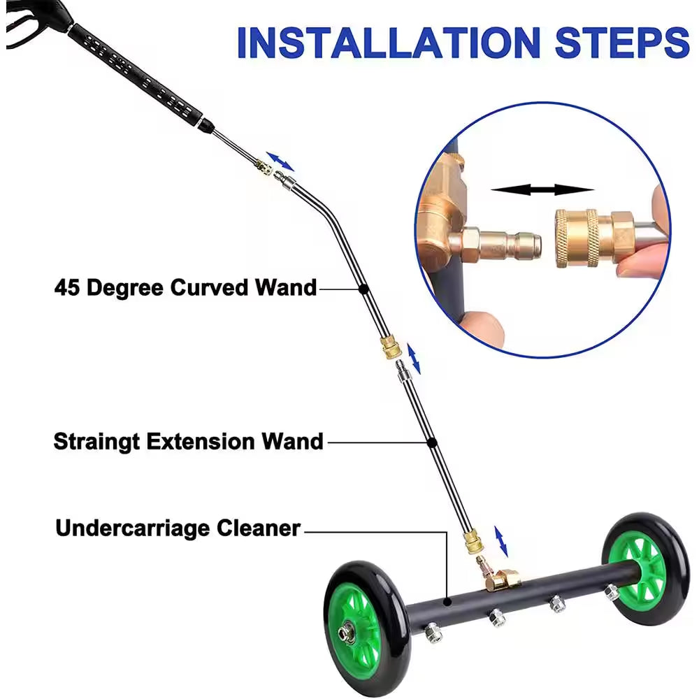 16 In. Pressure Washer Water Broom for Cleaning Surfaces, Female to Male