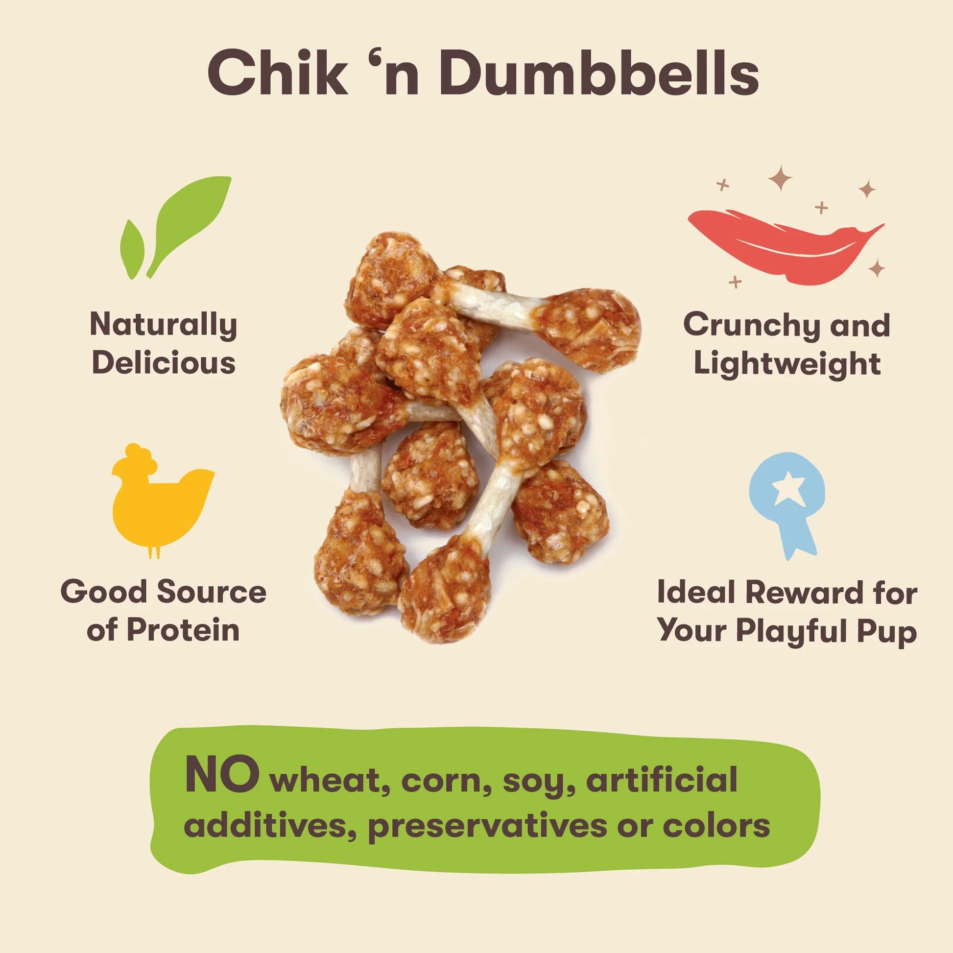 Chik 'N Rice Dumbbells Dog Treats - 2 Pounds