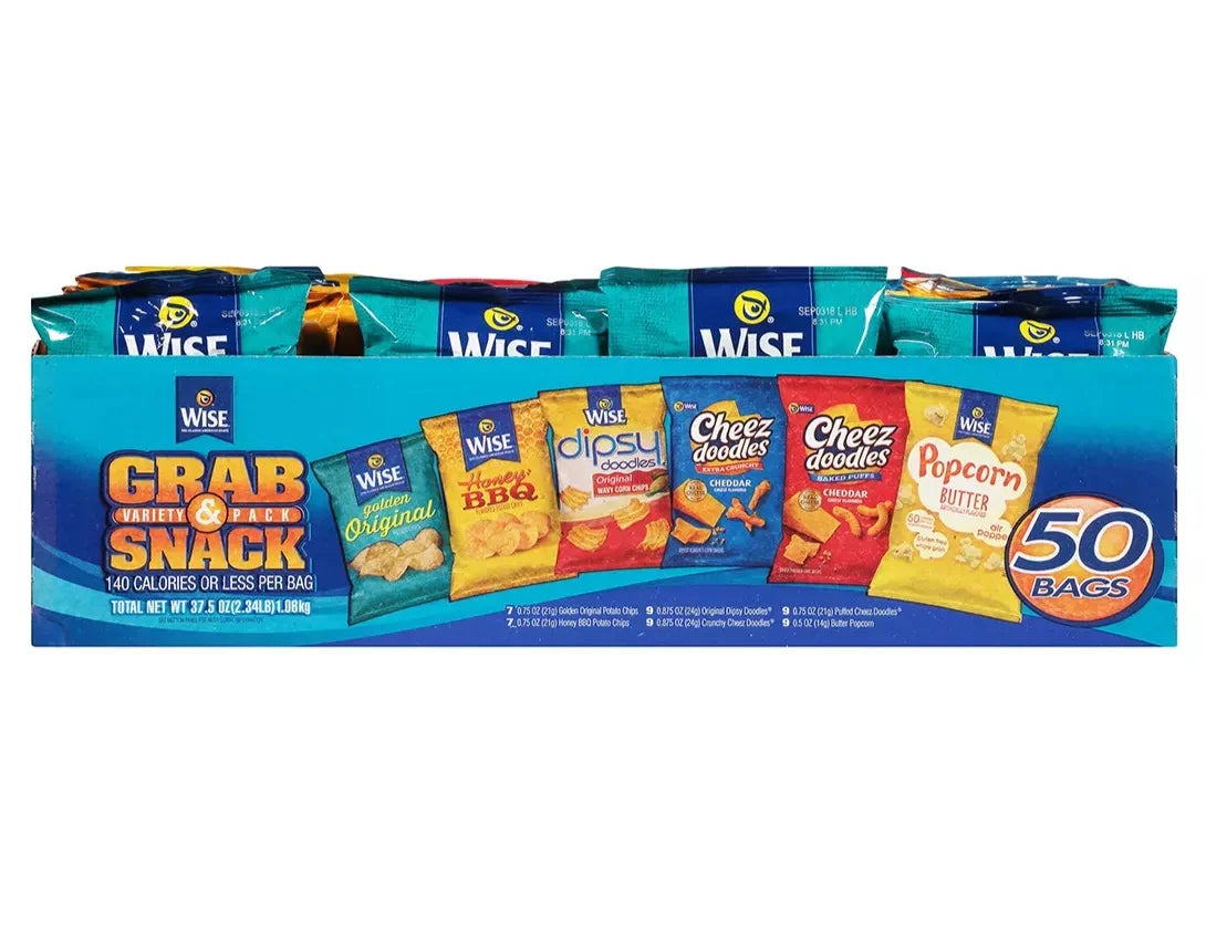 Grab & Snack Variety Packs, Assorted Salty Snacks, 37.5 Oz., 50 Count