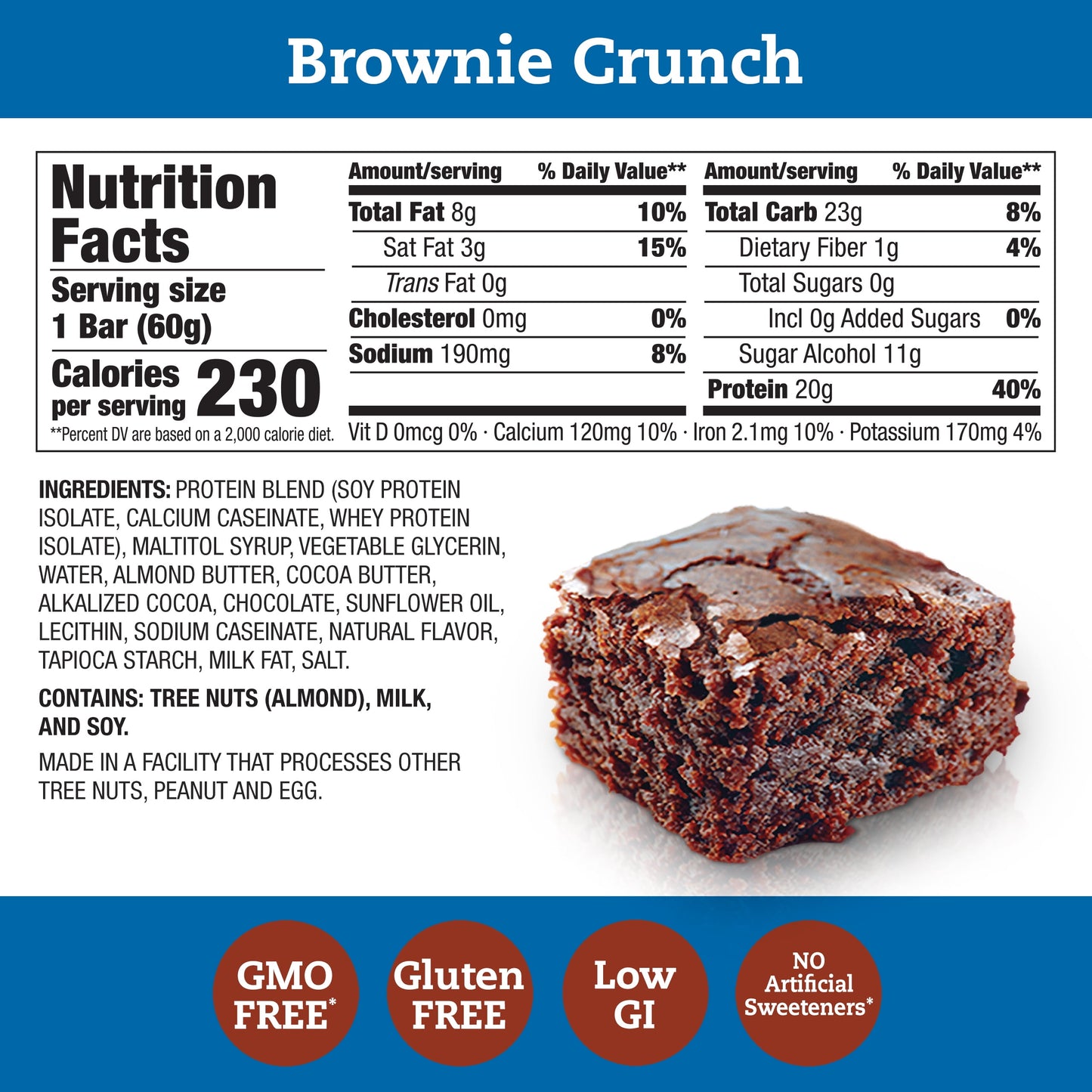 Think! High Protein Bar, Brownie Crunch, 20G Protein, Gluten Free, Low GI, 10 Count