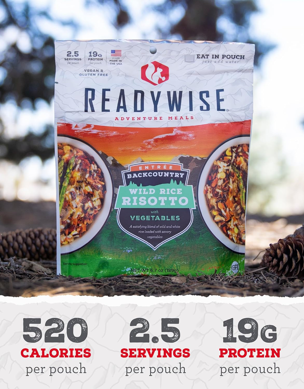 - Adventure Meal, Wild Rice Risotto, 2 Servings, Pack of 1, Emergency Preparedness, Freeze Dried Food, MRE, Snack Pack or Emergency Food, Backpacking, Camping, Hiking, And, Survival Food