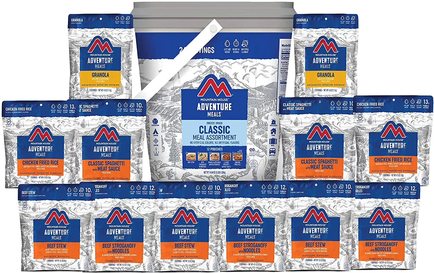 Classic Bucket Freeze Dried Backpacking & Camping Food 24 Servings