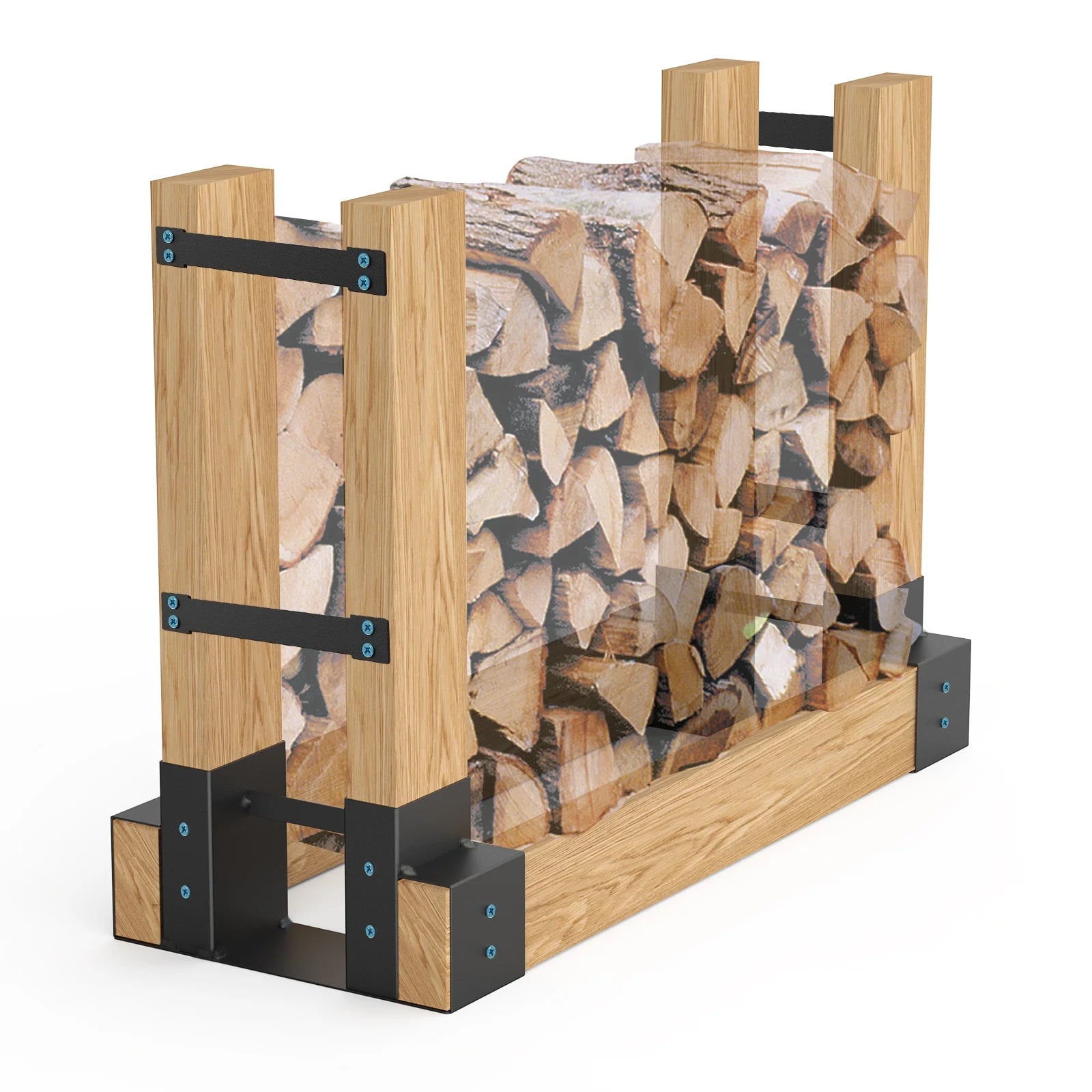 Outdoor Firewood Log Rack Bracket Kit, Fireplace Wood Storage Holder - Adjustable to Any Length (2-Bracket Kit)