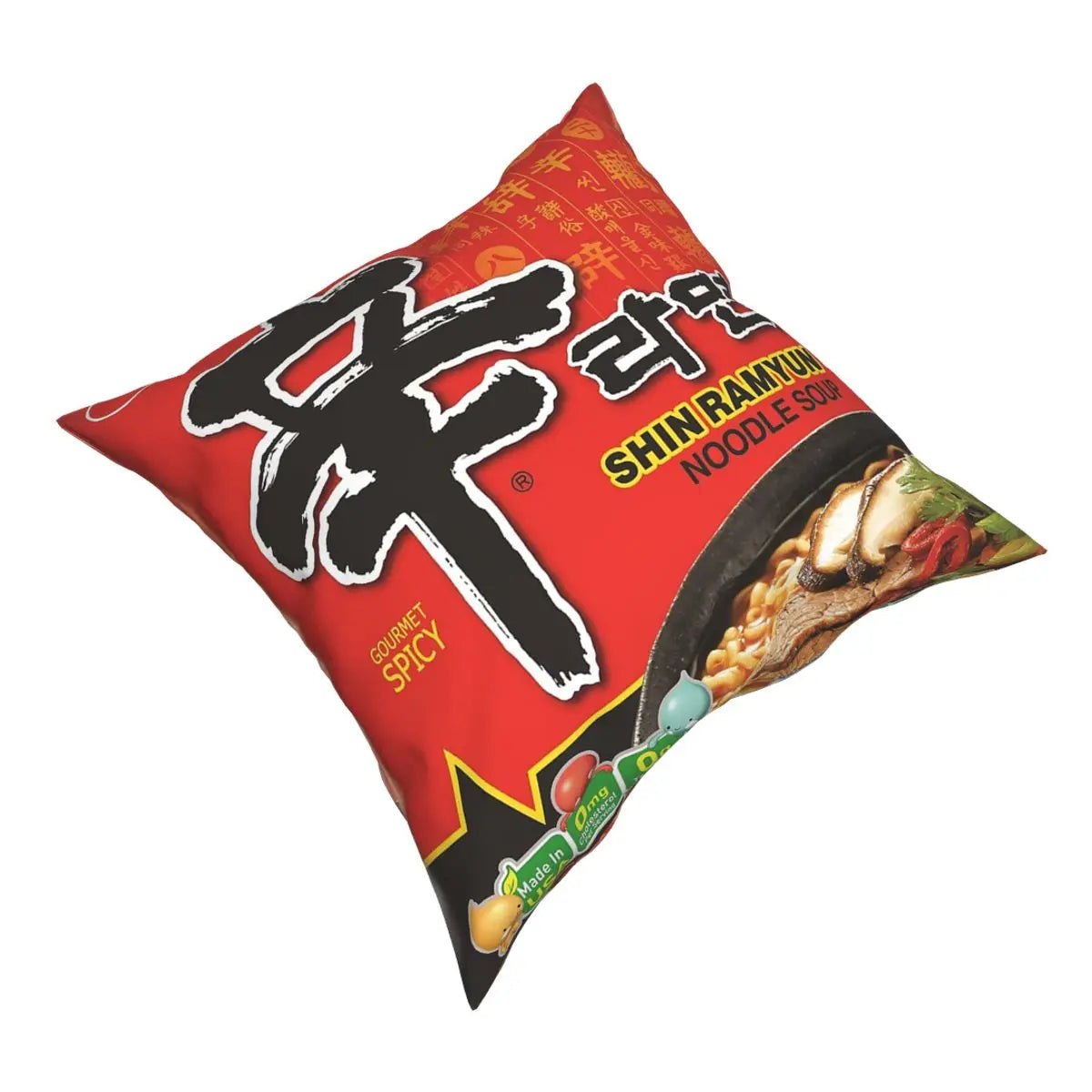 Nongshim Shin Ramyun Square Pillowcase Polyester Pattern Zipper Decorative Throw Pillow Case for Home Cushion Case