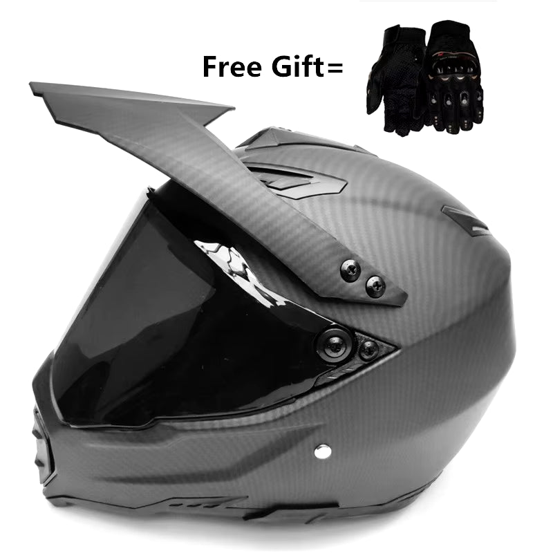 Carbon Fiber Pattern ABS Mater Full Face Moto Racing Helmet DOT Outdoor Adult MX Motocross Off-Road Dirt Bike Motorcycle ATV M