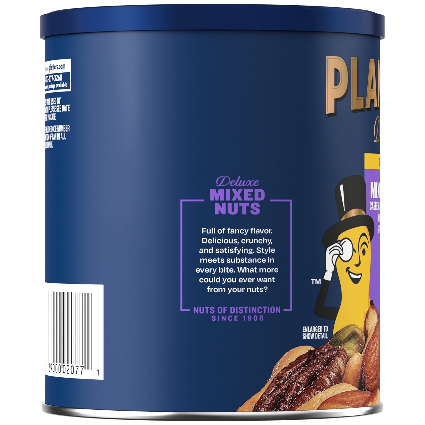 Deluxe Salted Mixed Nuts, Party Snacks, Plant-Based Protein 15.25Oz (1 Canister)