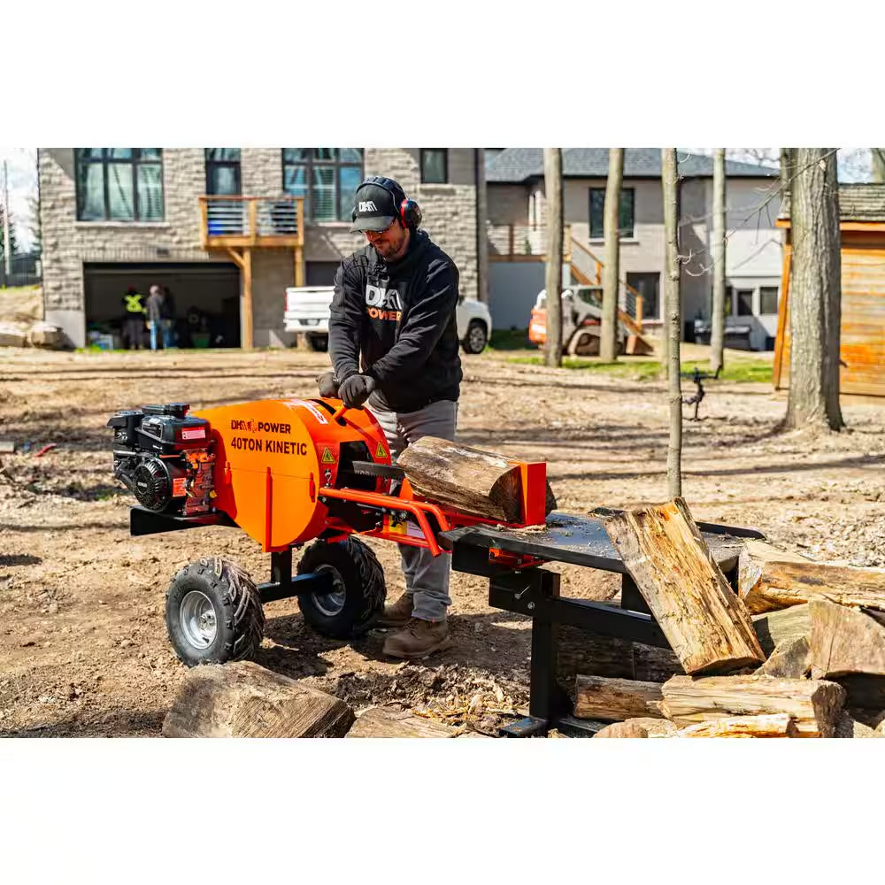 40-Ton 7 HP 208Cc Certified Commercial Horizontal Kinetic Log Splitter with Kohler Engine & 1-Sec Cycle Time