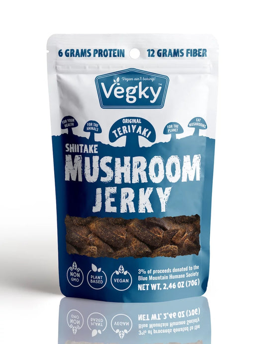 Vegan Shiitake Mushroom Jerky Original TERIYAKI 70 Grams 2.56 Oz Non-Gmo Vegetarian Meatless Snack Plant Based Protein