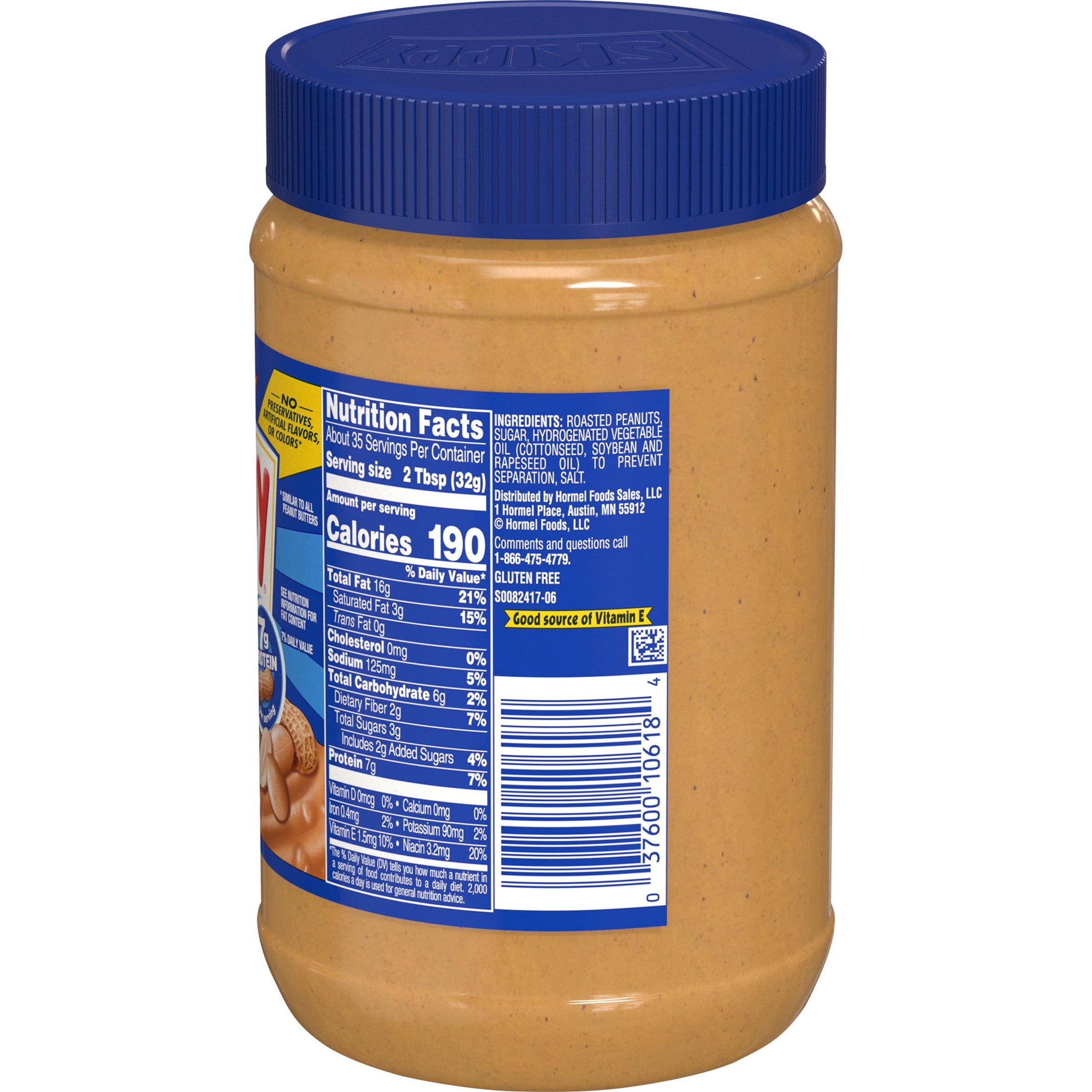 SUPER CHUNK Peanut Butter, 7 G Protein per Serving, Plastic Jar 40 Oz