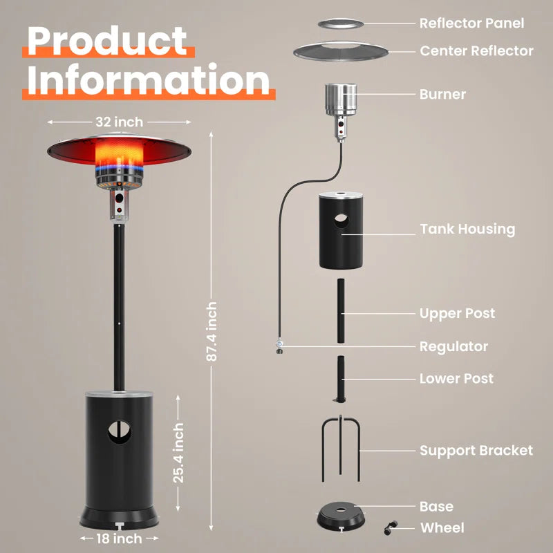 48000 Propane Standing Patio Heater