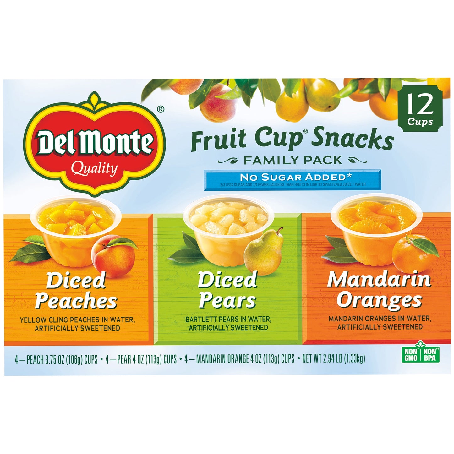 (12 Cups)  Fruit Cups, Variety Pack, No Sugar Added, 4 Oz Bowls