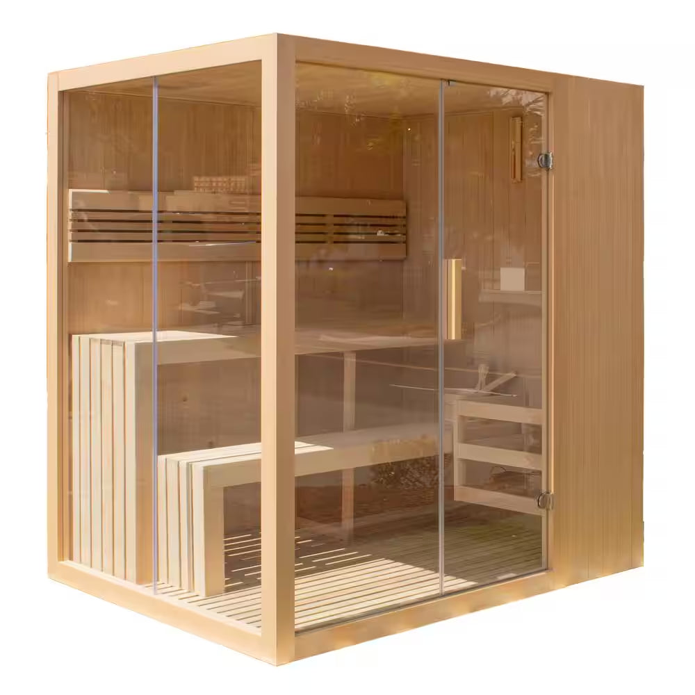 Canadian Hemlock Indoor Wet/Dry 4-Person Electric Sauna with LED Lights and 4.5Kw ETL Certified Heater