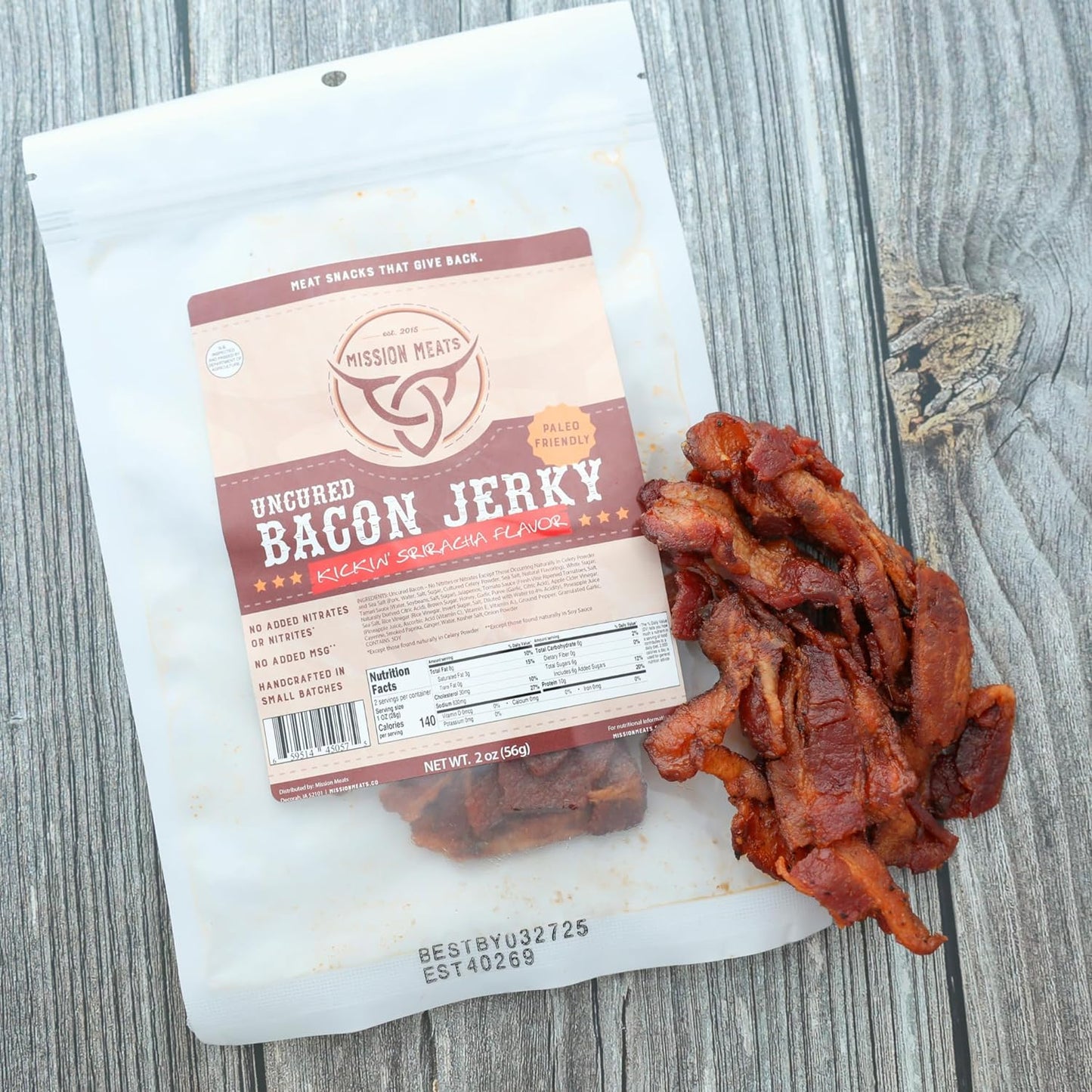 Candied Bacon Jerky (Sriracha) – Uncured Bacon Jerky, Perfect Precooked Bacon for Bloody Mary Bar Supplies, Bloody Mary Bacon, Real Bacon Gifts – Small Batch, Gluten Free, 2Oz (Pack of 3)