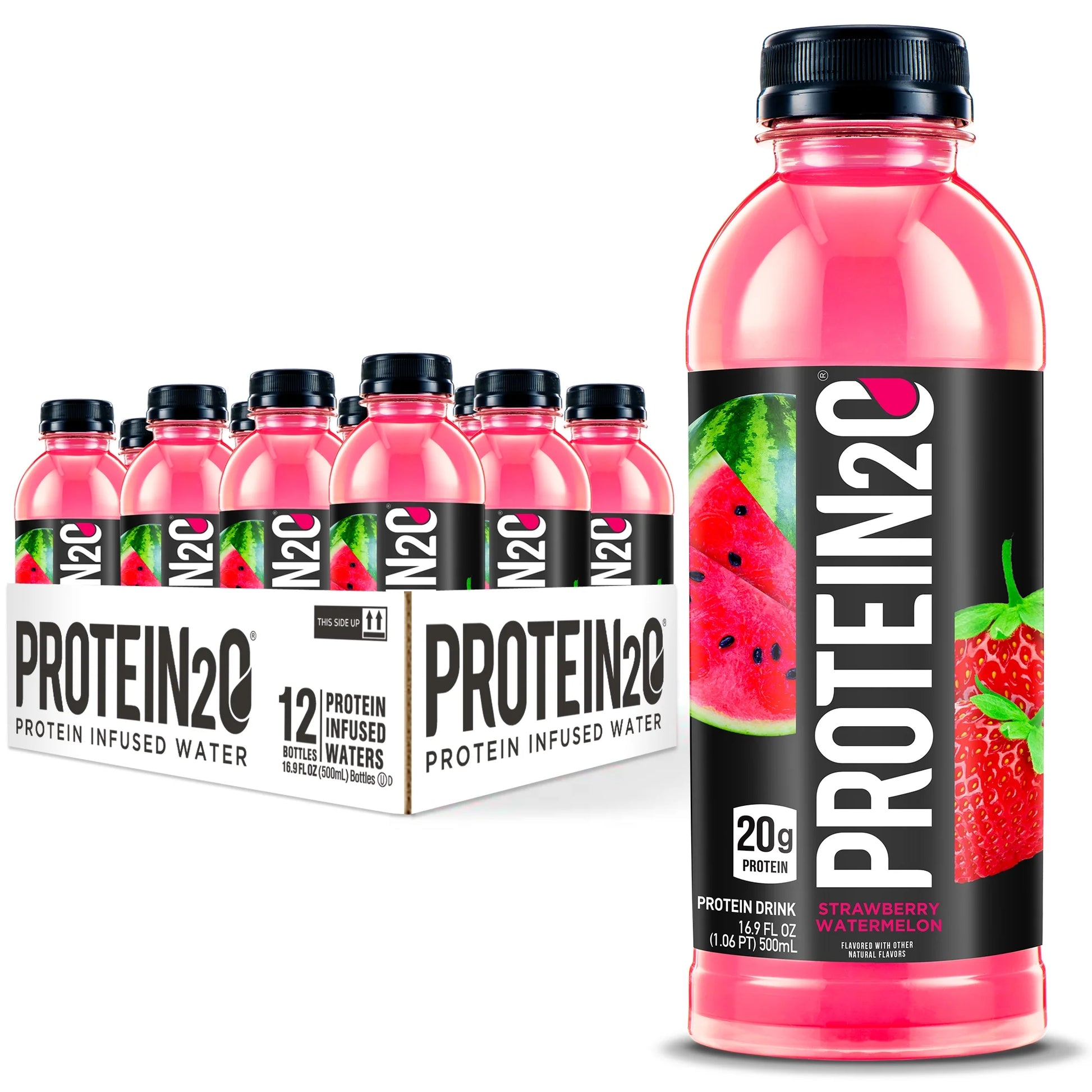 20G Whey Protein Infused Water plus Electrolytes, Strawberry Watermelon, 16.9 Fl Oz (Pack of 12)