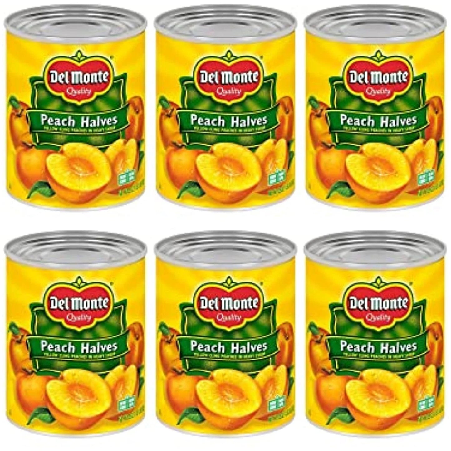 Monte Yellow Cling Peach Halves in Heavy Syrup, Canned Fruit, 29 Oz Can 1.81 Pound (Pack of 6)
