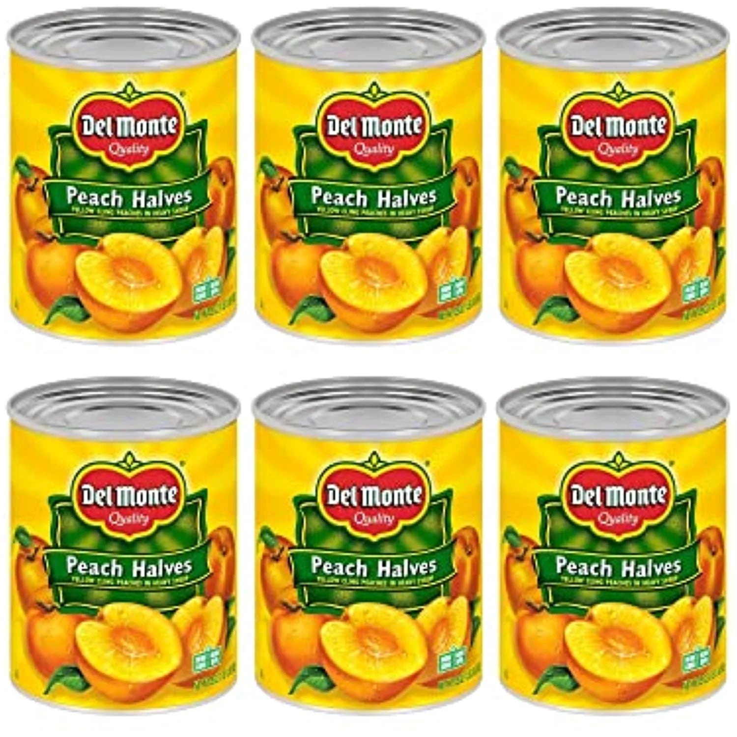 Monte Yellow Cling Peach Halves in Heavy Syrup, Canned Fruit, 29 Oz Can 1.81 Pound (Pack of 6)