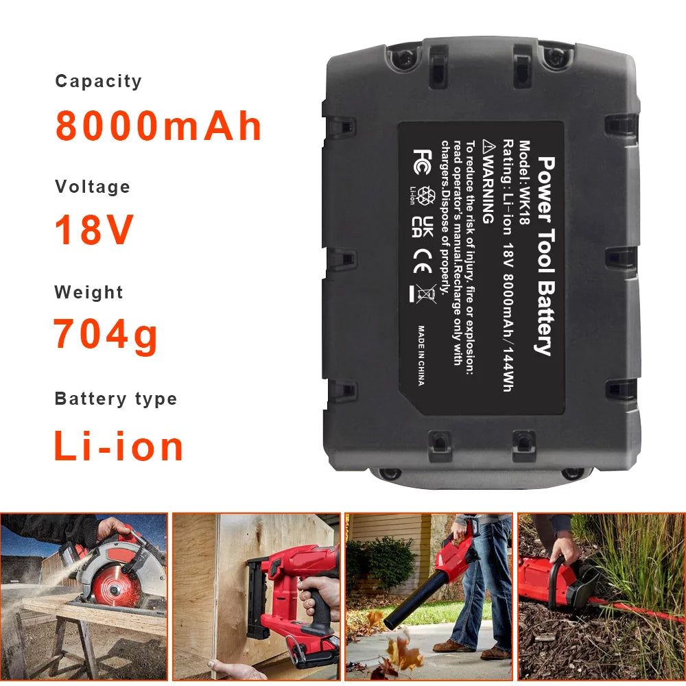 For Milwaukee for 18V 8.0Ah Lithium 8.0 Extended Capacity Battery 48-11-1880 (2-Pack)